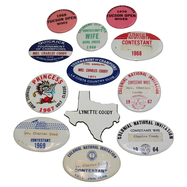 Twelve (12) Tournament Contestant Wife Badge/Pins - Charles Coody Collection