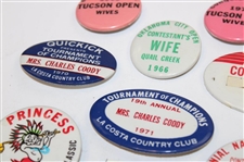 Twelve (12) Tournament Contestant Wife Badge/Pins - Charles Coody Collection