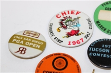 Ten (10) Tournament Contestant Badges - Odessa, Buick, Pensacola & more - Charles Coody Collection