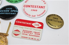 Ten (10) Tournament Contestant Badges - Odessa, Buick, Pensacola & more - Charles Coody Collection