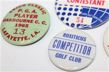 Five (5) Tournament Contestant Badges - Cajun, Lucky, 500 Festival & more - Charles Coody Collection
