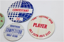 Five (5) Tournament Contestant Badges - Cajun, Lucky, 500 Festival & more - Charles Coody Collection