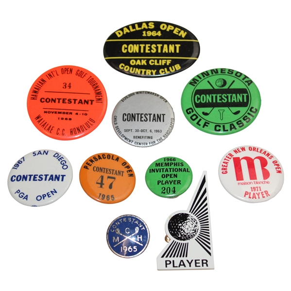 Ten (10) Tournament Contestant Badges - Memphis, Dallas, Minnesota & more - Charles Coody Collection