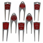 Eight (8) Tournament Contestant Red Label Divot Tools - 1967, 1970 & 1971 - Charles Coody Collection