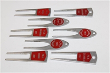Eight (8) Tournament Contestant Red Label Divot Tools - 1967, 1970 & 1971 - Charles Coody Collection