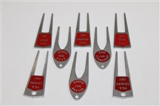 Eight (8) Tournament Contestant Red Label Divot Tools - 1967, 1970 & 1971 - Charles Coody Collection