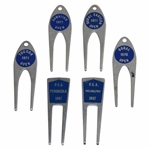 Six (6) Tournament Contestant Blue Label Divot Tools - 1967, 1970 & 1971 - Charles Coody Collection