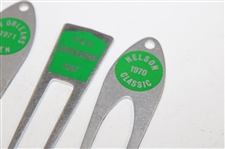 Eight (8) Tournament Contestant Green Label Divot Tools - 1967, 1970 & 1971 - Charles Coody Collection