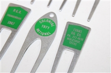 Eight (8) Tournament Contestant Green Label Divot Tools - 1967, 1970 & 1971 - Charles Coody Collection