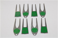 Eight (8) Tournament Contestant Green Label Divot Tools - 1967, 1970 & 1971 - Charles Coody Collection
