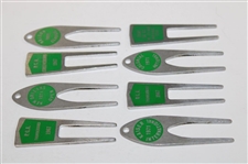 Eight (8) Tournament Contestant Green Label Divot Tools - 1967, 1970 & 1971 - Charles Coody Collection
