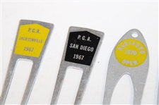 Nine (9) Tournament Contestant Divot Tools - 1967, 1970, 1971 & Undated - Charles Coody Collection