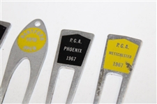 Nine (9) Tournament Contestant Divot Tools - 1967, 1970, 1971 & Undated - Charles Coody Collection