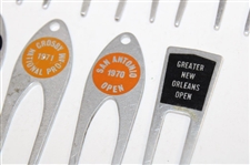 Nine (9) Tournament Contestant Divot Tools - 1967, 1970, 1971 & Undated - Charles Coody Collection