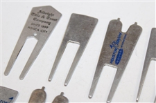 Ten (10) Various Tournament Divot Tools - Crosby, Houston & others - Charles Coody Collection