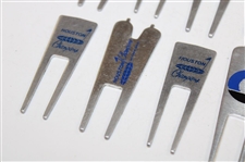 Ten (10) Various Tournament Divot Tools - Crosby, Houston & others - Charles Coody Collection