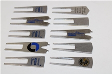 Ten (10) Various Tournament Divot Tools - Crosby, Houston & others - Charles Coody Collection
