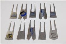 Ten (10) Various Tournament Divot Tools - Crosby, Houston & others - Charles Coody Collection