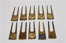 Ten (10) Tournament Contestant Divot Tools - Citrus, Cleveland & others - Charles Coody Collection