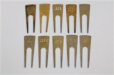 Ten (10) Tournament Contestant Divot Tools - Citrus, Cleveland & others - Charles Coody Collection