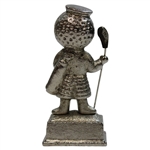 Silver King Golf Ball Man Mini Display Statue Holding A Club