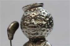 Silver King Golf Ball Man Mini Display Statue Holding A Club