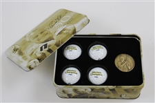 Arnold Palmer 50th Appearance at The Masters Comm. Coin & Golf Balls in Tin