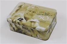 Arnold Palmer 50th Appearance at The Masters Comm. Coin & Golf Balls in Tin