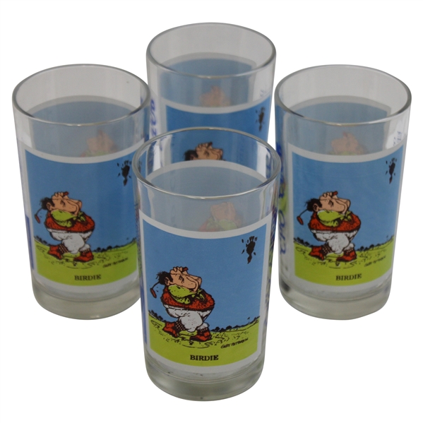 Four (4) Classic Post-Swing "Birdie" Golfer CPO Club Naval Station Drinking Glasses