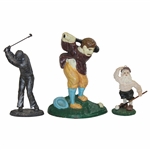 Pewter Golf Statue, Cast Iron Golfer Door Stop, & Golf Themed Santa Holiday Ornament