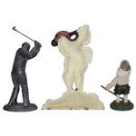 Pewter Golf Statue, Cast Iron Golfer Door Stop, & Golf Themed Santa Holiday Ornament