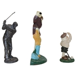 Pewter Golf Statue, Cast Iron Golfer Door Stop, & Golf Themed Santa Holiday Ornament