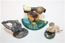 Pewter Golf Statue, Cast Iron Golfer Door Stop, & Golf Themed Santa Holiday Ornament
