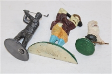 Pewter Golf Statue, Cast Iron Golfer Door Stop, & Golf Themed Santa Holiday Ornament