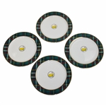 Masters Tournament Set of Four (4) Tartan Porcelain Cocktail Plates in Original Box