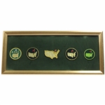 A Seldom Seen Gold Wood Framed Collection Of (5) Different Commemorative  Masters Patches