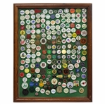 Framed Display of Approximately 175 Ball Markers & Pins - Masters, GHS, Bobby Jones & more