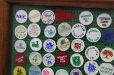 Framed Display of Approximately 175 Ball Markers & Pins - Masters, GHS, Bobby Jones & more
