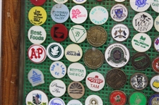 Framed Display of Approximately 175 Ball Markers & Pins - Masters, GHS, Bobby Jones & more
