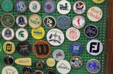 Framed Display of Approximately 175 Ball Markers & Pins - Masters, GHS, Bobby Jones & more