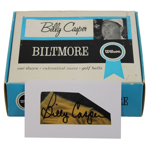 Billy Casper Signed Cut Card w/Biltmore Golf Ball Box w/Balls JSA ALOA
