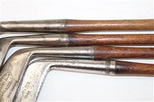Four (4) Wood Shaft Irons R.M. Thomson Special, Wilson Triumph Jigger, Spalding Mashie Niblick & Kroydon Driving Iron