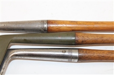Three (3) Wood Shaft Irons Thistle Mid Iron, AMPCO Mid Iron & Walter Hagen Mashie 