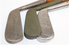 Three (3) Wood Shaft Irons Thistle Mid Iron, AMPCO Mid Iron & Walter Hagen Mashie 