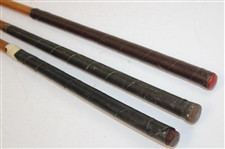 Three (3) Wood Shaft Irons Thistle Mid Iron, AMPCO Mid Iron & Walter Hagen Mashie 