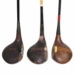 Three (3) Fancy Face Woods LH Spalding 3 Wood, R.T. Jones Spalding 2 Wood & Co-ordinator Brassie