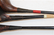 Three (3) Fancy Face Woods LH Spalding 3 Wood, R.T. Jones Spalding 2 Wood & Co-ordinator Brassie