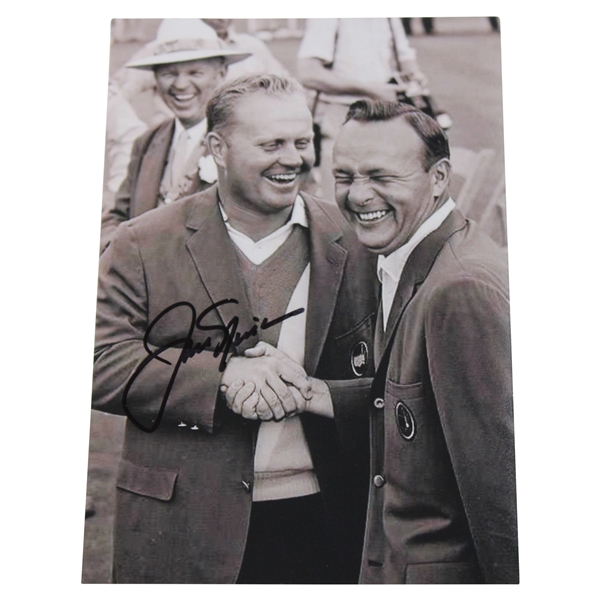 Jack Nicklaus Signed B&W Photo with Arnold Palmer JSA ALOA