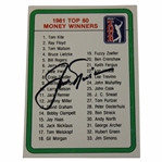 Jack Nicklaus Signed 1981 PGA Tour Top 60 Money Winners Checklist Card (1982) JSA ALOA