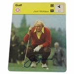 Jack Nicklaus Signed 1977 Lining Up Putt Sportscaster Card JSA ALOA
